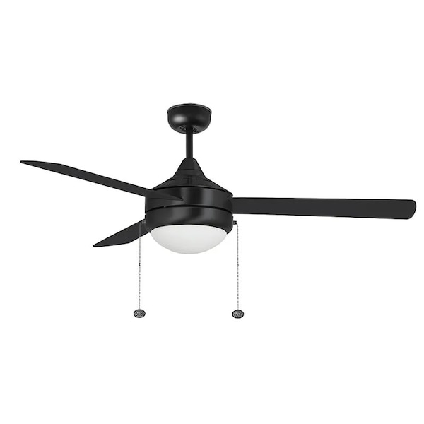 Westgate 52in Black Finish Plywood 3-Blade Ceiling Fan & Light, 20W, 3000K/4000K/5000K WFL-112-PC-3B-52-MCT-BK-BK - main